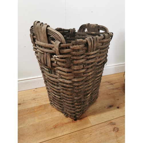 1031 - Pair of early 10th. C. Portugese woven wooden grape carriers { 73cm H X 54cm W X 48cm D }.