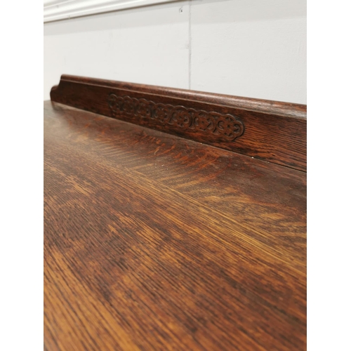 1032 - Edwardian oak hall table with single drawer in the frieze raised on barley twist legs { 86cm H X 87c... 