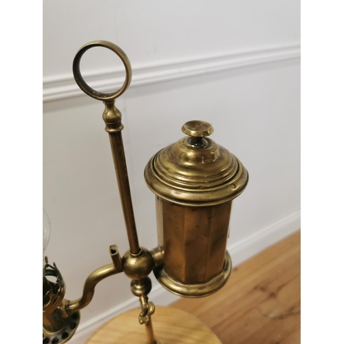 1036 - Early 20th. C. brass student's lamp. { 52cm H X 22cm Dia }.