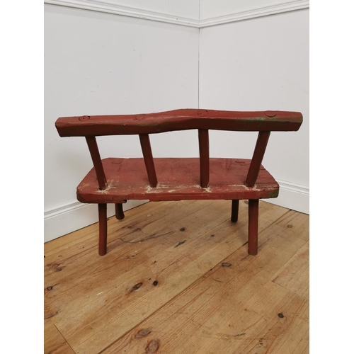 1041 - Vintage painted pine hedge chair { 61cm H X 74cm W X 48cm D }