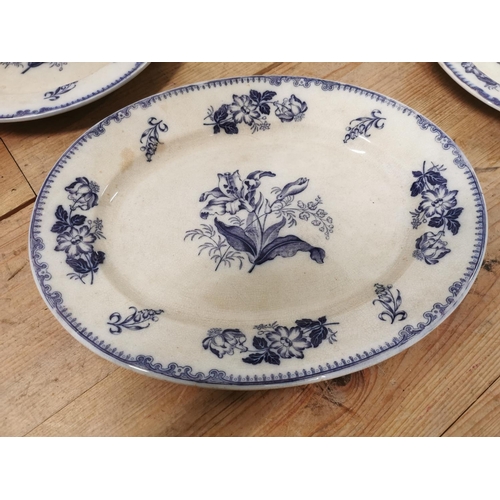 1042 - Three 19th C. English porcelain meat platters and a French ceramic tazza