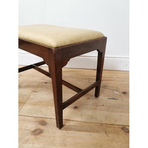 1048 - Edwardian mahogany footstool with upholstered stool raised on square tapered legs { 43cm H X 53cm W ... 