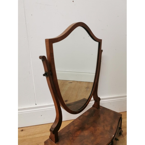 1049 - 1950's walnut dressing table mirror in the Victorian style { 64cm H X 43cm W X 23cm D }.