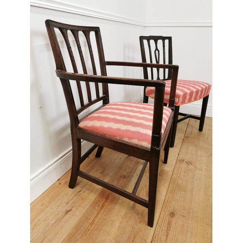 1062 - Georgian mahogany open armchair and a Georgian mahogany side chair raised on square tapered legs { A... 