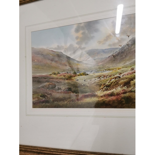 1074 - R. B. Higgins Mountain Scene framed Water colour { 52cm H X 80cm W }.