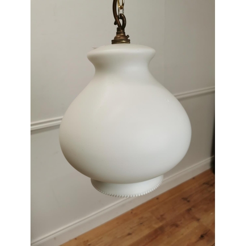 1075 - Vintage opaline glass hanging shade { 64cm H X 25cm Dia }.