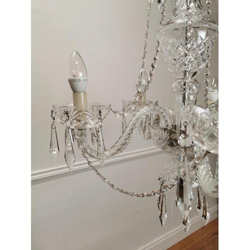 1077 - Good quality five branch Tipperary crystal chandelier { 62cm H X 56cm  Dia }.