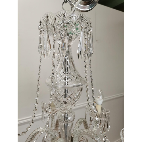 1077 - Good quality five branch Tipperary crystal chandelier { 62cm H X 56cm  Dia }.