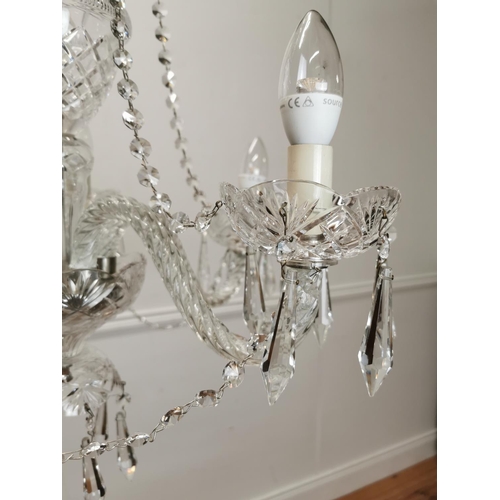 1077 - Good quality five branch Tipperary crystal chandelier { 62cm H X 56cm  Dia }.