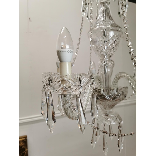 1078 - Good quality five branch Tipperary crystal chandelier { 62cm H X 56cm  Dia }.