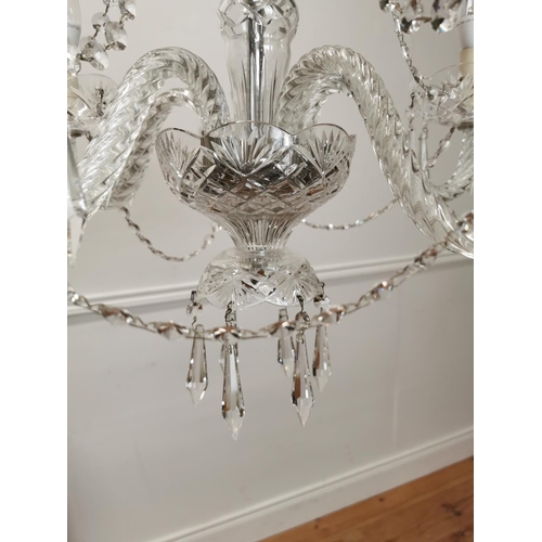 1078 - Good quality five branch Tipperary crystal chandelier { 62cm H X 56cm  Dia }.