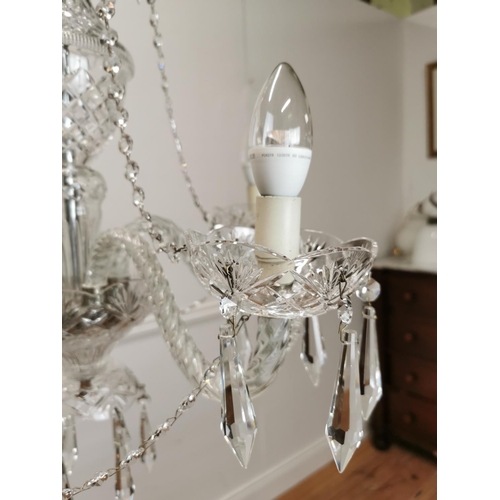 1078 - Good quality five branch Tipperary crystal chandelier { 62cm H X 56cm  Dia }.