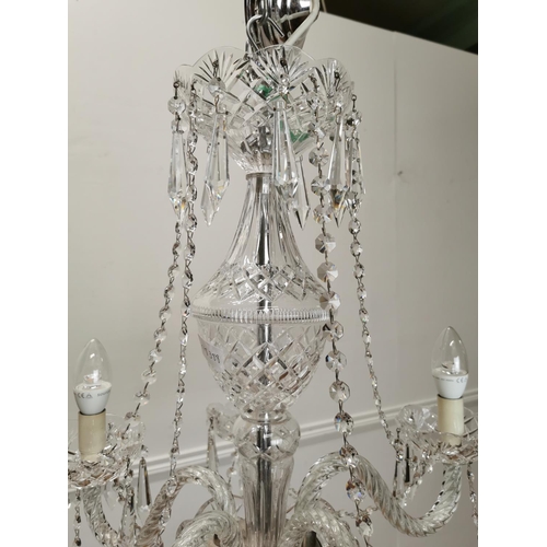 1078 - Good quality five branch Tipperary crystal chandelier { 62cm H X 56cm  Dia }.