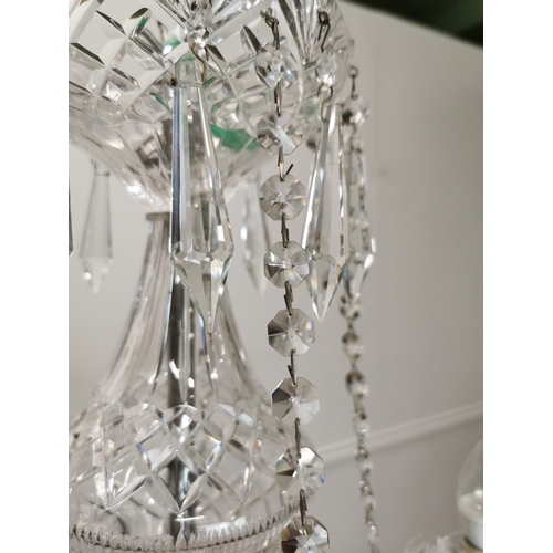 1078 - Good quality five branch Tipperary crystal chandelier { 62cm H X 56cm  Dia }.