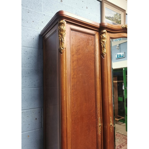 1089 - 19th. C. mahogany robe with single mirrored door and ormulo mounts raised on tapered legs { 237cm H ... 