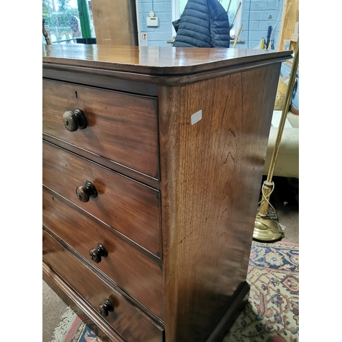 1090 - 19th. C. mahogany chest the two short drawers over three long drawers raised plinth base { 113cm H X... 