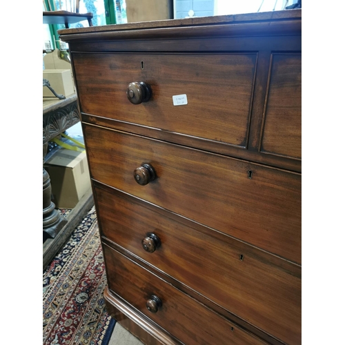 1090 - 19th. C. mahogany chest the two short drawers over three long drawers raised plinth base { 113cm H X... 