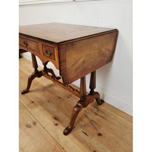 110 - Good quality 19th C. burr walnut and satinwood sofa table raised on square columns and outswept feet... 