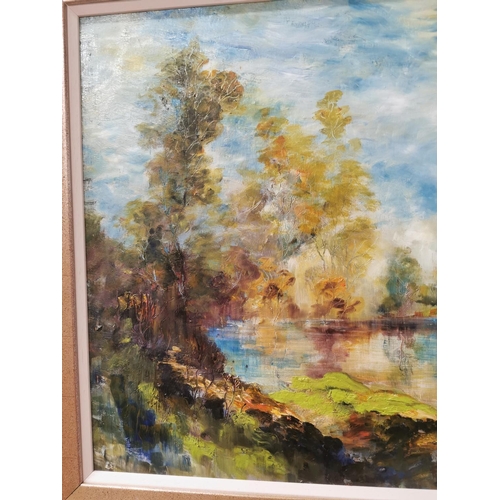 1109 - Paul Proud - Oil on Board - Untitled The Tranquil Lake {60 cm H x 85 cm W