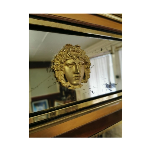 129 - Late 19th. C. giltwood and mahogany pier mirror with satinwood inlay { 171cm H X 70cm W }.