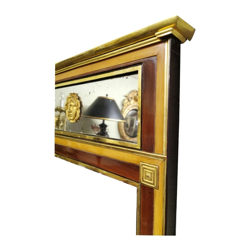 129 - Late 19th. C. giltwood and mahogany pier mirror with satinwood inlay { 171cm H X 70cm W }.