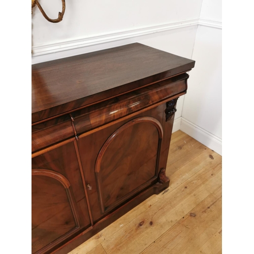 135 - 19th C. mahogany chiffonier with two drawers in the frieze above two blind doors {95 cm H x 123 cm W... 