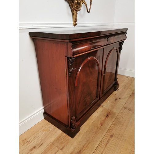 135 - 19th C. mahogany chiffonier with two drawers in the frieze above two blind doors {95 cm H x 123 cm W... 