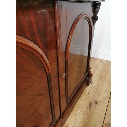 135 - 19th C. mahogany chiffonier with two drawers in the frieze above two blind doors {95 cm H x 123 cm W... 