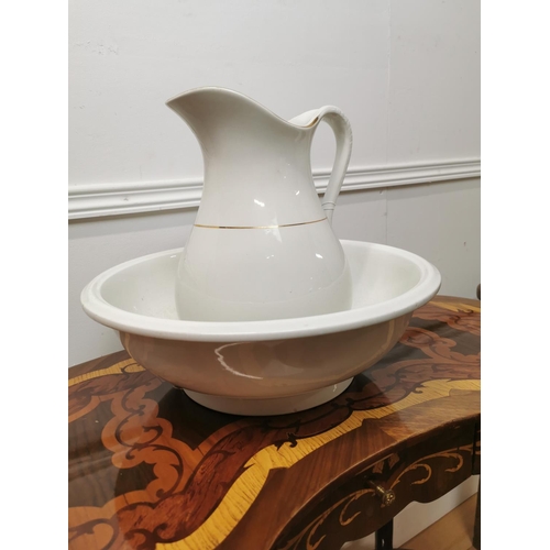 137 - 19th C. Bell's Pottery Glasgow ewer and basin {32cm H x 36cm Dia.}