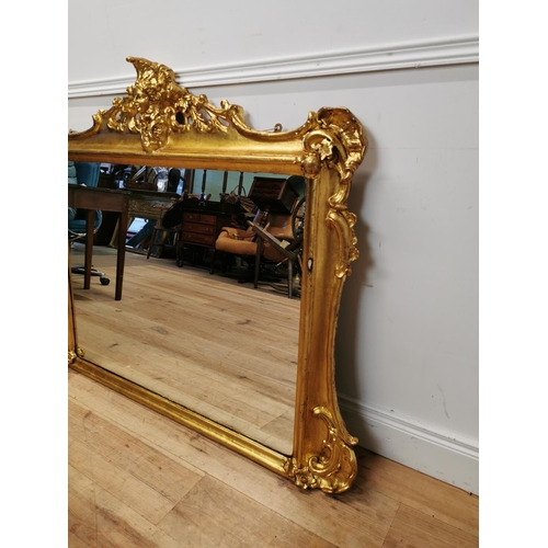 145 - 19th C. giltwood overmantle mirror {107 cm H x 136 cm W}.