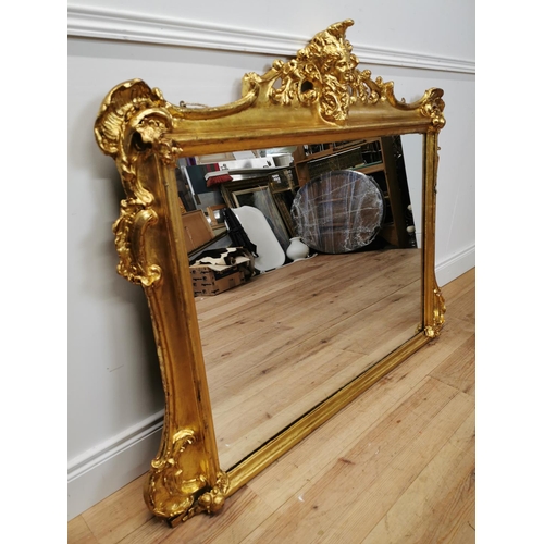 145 - 19th C. giltwood overmantle mirror {107 cm H x 136 cm W}.