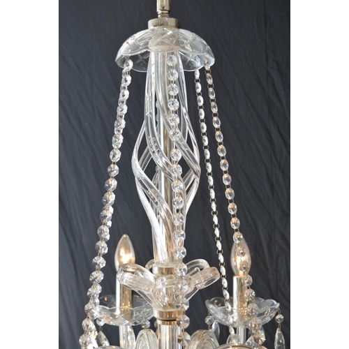 146 - Large eighteen branch crystal chandelier { 90cm H X  80cm Dia }