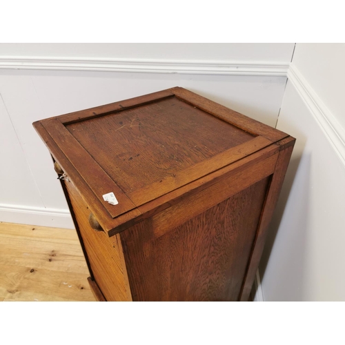 148 - Early 20th. C. oak office cabinet with tambour door { 93cm H X 52cm W X 54cm D }