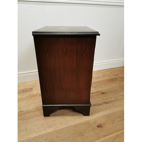 160 - Mahogany and satinwood inlaid bachelor's chest with four long drawers raised on bracket feet {73 cm ... 