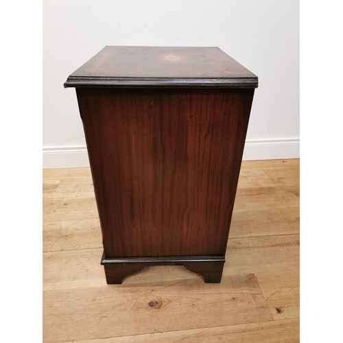 160 - Mahogany and satinwood inlaid bachelor's chest with four long drawers raised on bracket feet {73 cm ... 