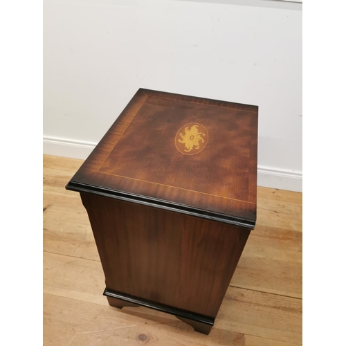 160 - Mahogany and satinwood inlaid bachelor's chest with four long drawers raised on bracket feet {73 cm ... 