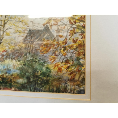 164 - Ethel Hampton Woodland Scene Watercolour mounted in a wooden frame { 30cm H X 42cm W }.