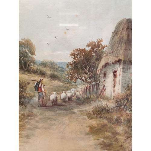 167 - Early 20th. C. Homeward Bound Signed AR Watercolour{ 78cm H X 58cm W }.