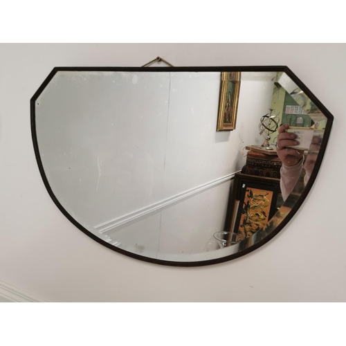 17 - Art Deco wall mirror mounted in a mahogany frame { 45cm H X 62cm W }.