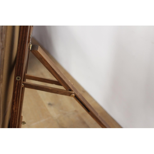 171 - Wooden artist's easel. { 145cm H X 45cm W X 81cm D }.