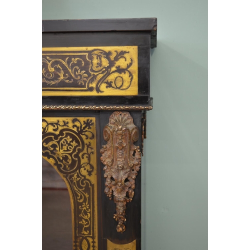 231 - 19th C. ebony and Boulle pier cabinet with arched glazed door raised on shaped base { 111cm H X  82c... 