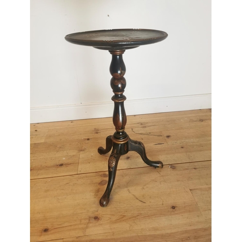 233 - 19th C. Japanese lacquered lamp table with turned column and three outswept feet. { 76 cm H x  44 cm... 