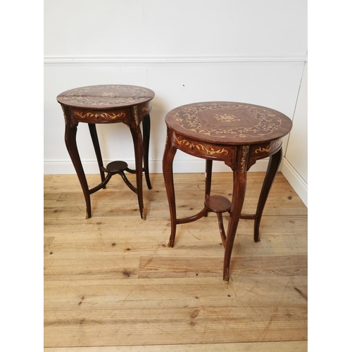 234 - Pair of inlaid kingwood lamp tables with ormolu mounts. {84 cm H x 66 cm Diam}.