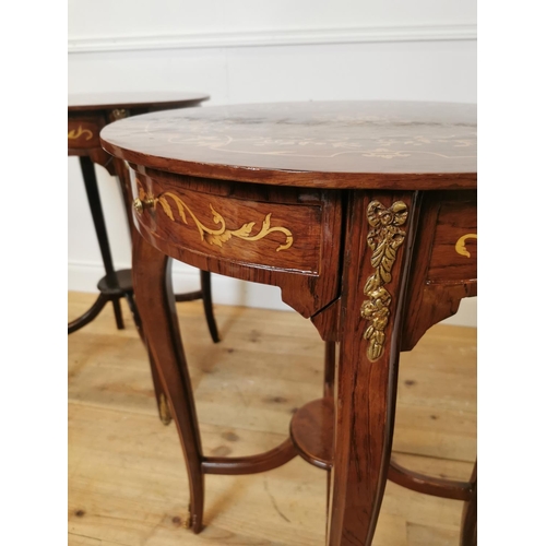 234 - Pair of inlaid kingwood lamp tables with ormolu mounts. {84 cm H x 66 cm Diam}.