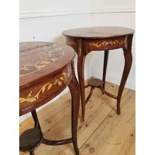 234 - Pair of inlaid kingwood lamp tables with ormolu mounts. {84 cm H x 66 cm Diam}.