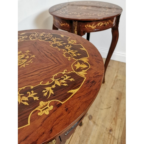 234 - Pair of inlaid kingwood lamp tables with ormolu mounts. {84 cm H x 66 cm Diam}.