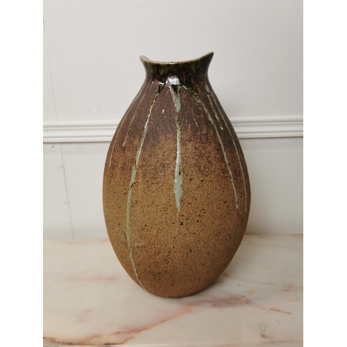 235 - Retro pottery vase { 40cm H X 24cm W X 21cm D}.