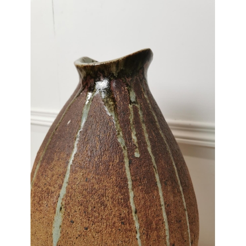 235 - Retro pottery vase { 40cm H X 24cm W X 21cm D}.