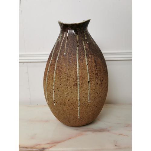 235 - Retro pottery vase { 40cm H X 24cm W X 21cm D}.