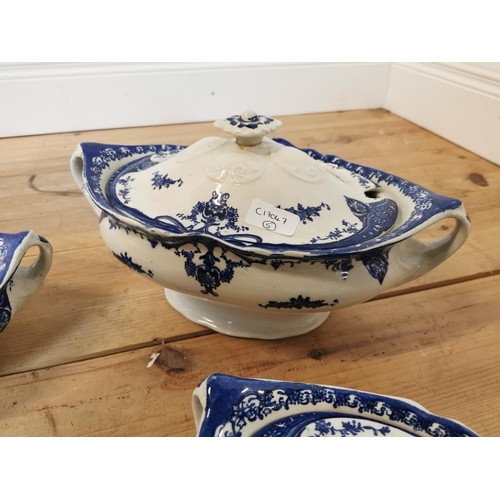 237 - Three 19th C. hand painted ceramic soup tureens. {22 cm H x 36 cm W x 23 cm D} and {15 cm H x 30 cm ... 